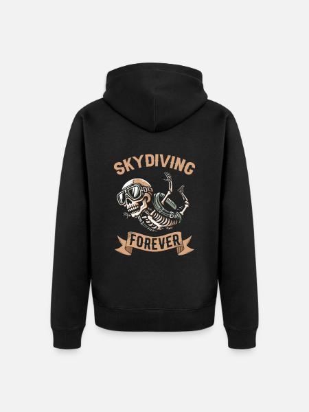 Parachutist Skydiving Skeleton - Unisex Premium Organic Zip Hoodie - black