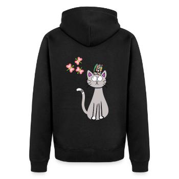 Hippie Chat Chats Hippies Enfants Enfant Chaton - Veste à capuche bio Premium Unisexe - noir - Dos - Nico (187cm)