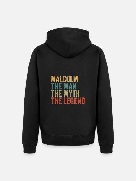 Malcolm the man the myth - Unisex Premium Organic Zip Hoodie - black
