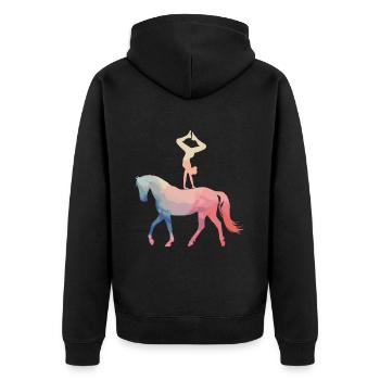 Loves Horse Vaulting Gift - Unisex Premium Organic Zip Hoodie - black - Back - Nico (187cm)