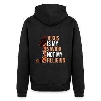 African American Christ Jesus Black Women - Unisex Premium Organic Zip Hoodie - black - Back - Nico (187cm)