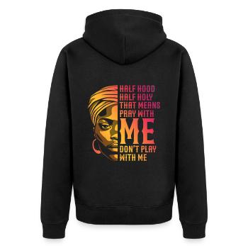 African American Christ Jesus Black Women - Unisex Premium Organic Zip Hoodie - black - Back - Nico (187cm)