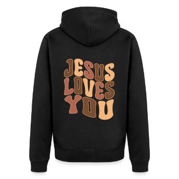 Afroamerikaner Christus Jesus Schwarze Frauen - Unisex Premium Bio Zip Hoodie - Schwarz - Hinten - Nico (187cm)