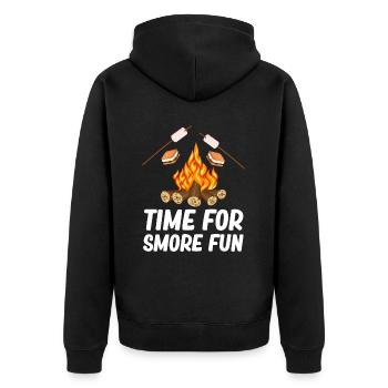 Time For Smore Fun Glamping Trailer Backpacking - Unisex Premium Organic Zip Hoodie - black - Back - Nico (187cm)