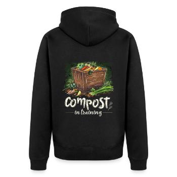 Permakultur Lebensmittel Compost - Unisex Premium Bio Zip Hoodie - Schwarz - Hinten - Nico (187cm)
