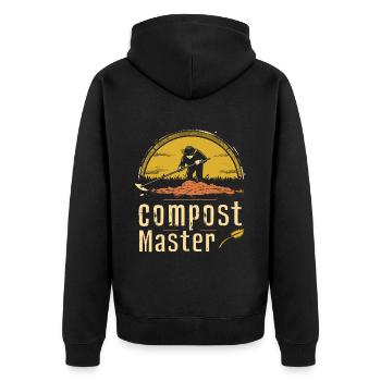 Permakultur Lebensmittel Compost - Unisex Premium Bio Zip Hoodie - Schwarz - Hinten - Nico (187cm)