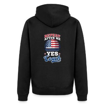 4. Juli Baseballtrainer Wiederhole Ja Trainer - Unisex Premium Bio Zip Hoodie - Schwarz - Hinten - Nico (187cm)