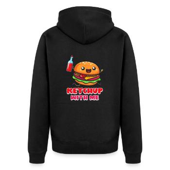Hamburger Ketchup mit mir - Unisex Premium Bio Zip Hoodie - Schwarz - Hinten - Nico (187cm)