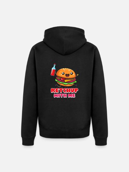 Hamburger Ketchup With Me - Unisex Premium Organic Zip Hoodie - black