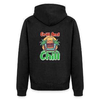 Hamburger Grillé et Chill - Veste à capuche bio Premium Unisexe - noir - Dos - Nico (187cm)