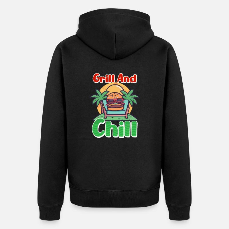Hamburger Grillé et Chill - Veste à capuche bio Premium Unisexe - noir