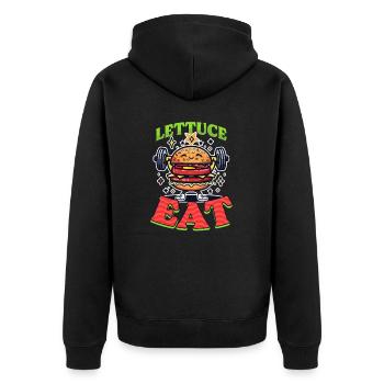 Hamburger Salat Essen - Unisex Premium Bio Zip Hoodie - Schwarz - Hinten - Nico (187cm)