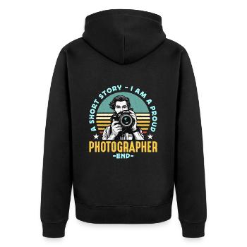 Photographer A Short Story I Am A Proud Cameraman - Unisex Premium Bio Zip Hoodie - Schwarz - Hinten - Nico (187cm)