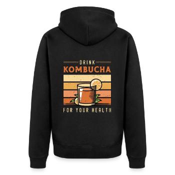 Drink Kombucha For Your Health Tea Lover Kombucha - Unisex Premium Bio Zip Hoodie - Schwarz - Hinten - Nico (187cm)
