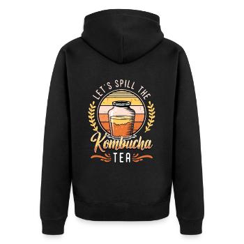 Kombucha Let's Spill The Tea Mushroom Tea Lover - Unisex Premium Organic Zip Hoodie - black - Back - Nico (187cm)