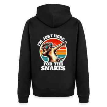 Mongoose Sayings - Unisex Premium Organic Zip Hoodie - black - Back - Nico (187cm)