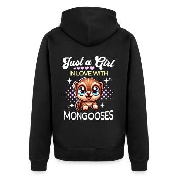Mangusten Mädchen - Unisex Premium Bio Zip Hoodie - Schwarz - Hinten - Nico (187cm)