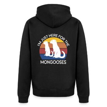 Mongoose Sayings - Unisex Premium Organic Zip Hoodie - black - Back - Nico (187cm)