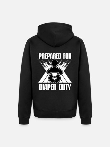 Vorbereitet für den Windeldienst - Unisex Premium Bio Zip Hoodie - Schwarz