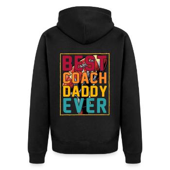 Bester Coach Daddy aller Zeiten - Unisex Premium Bio Zip Hoodie - Schwarz - Hinten - Nico (187cm)