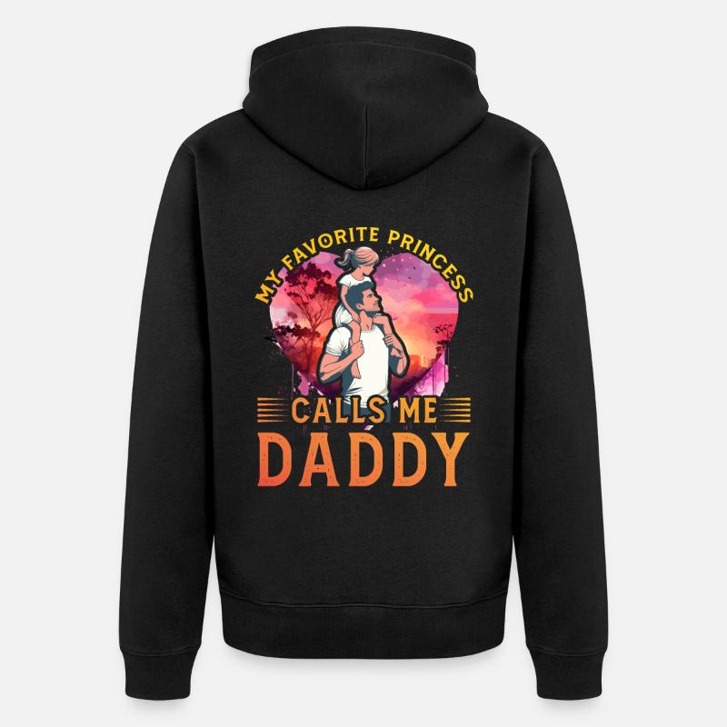 Ma princesse préférée m’appelle papa - Veste à capuche bio Premium Unisexe - noir