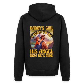 Daddy's Girl I used to be his angel now he's mine - Unisex Premium Organic Zip Hoodie - black - Back - Nico (187cm)