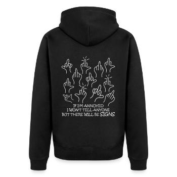 Doigts d’honneur Sarcasme misanthrope - Veste à capuche bio Premium Unisexe - noir - Dos - Nico (187cm)