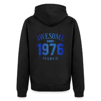 March 1976 - Geburtstag im März Awesome - Unisex Premium Bio Zip Hoodie - Schwarz - Hinten - Nico (187cm)