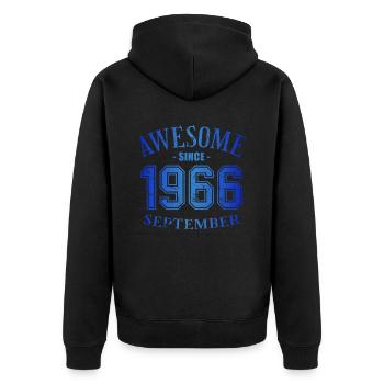 September 1966 - Geburtstag im September Awesome - Unisex Premium Bio Zip Hoodie - Schwarz - Hinten - Nico (187cm)