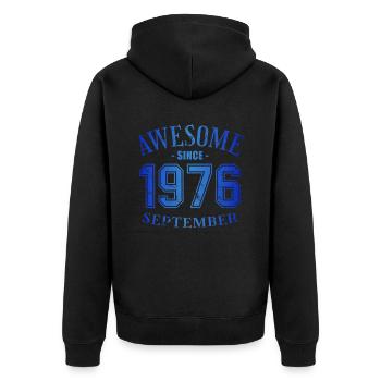 September 1976 - Geburtstag im September Awesome - Unisex Premium Bio Zip Hoodie - Schwarz - Hinten - Nico (187cm)