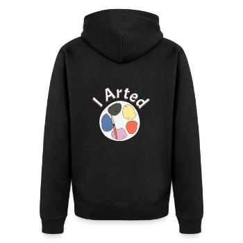 Bizarre art jokes and art accessories - Unisex Premium Organic Zip Hoodie - black - Back - Nico (187cm)