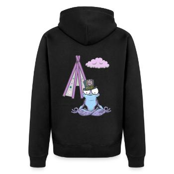 Frosch Frösche Hippie Tipi Meditation meditieren - Unisex Premium Bio Zip Hoodie - Schwarz - Hinten - Nico (187cm)