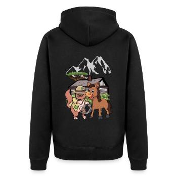 Katze Wilder Westen Natur Kind Kinder Reiter Esel - Unisex Premium Bio Zip Hoodie - Schwarz - Hinten - Nico (187cm)