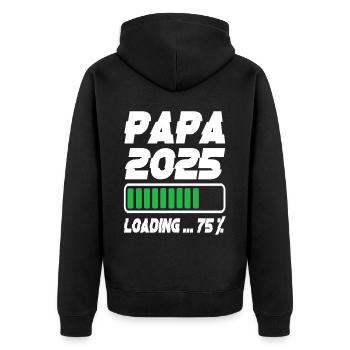 Papa 2025 Loading - Unisex Premium Bio Zip Hoodie - Schwarz - Hinten - Nico (187cm)