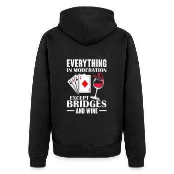 Bridge - Unisex Premium Bio Zip Hoodie - Schwarz - Hinten - Nico (187cm)