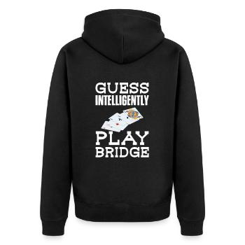 Bridge - Unisex Premium Bio Zip Hoodie - Schwarz - Hinten - Nico (187cm)
