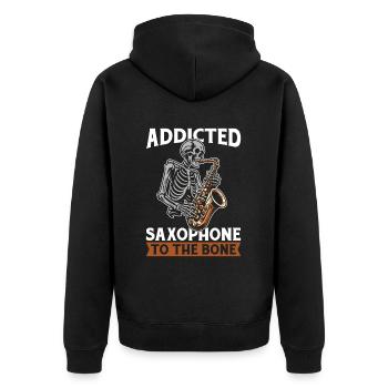 Saxophone Saxophone Skeleton - Unisex Premium Organic Zip Hoodie - black - Back - Nico (187cm)