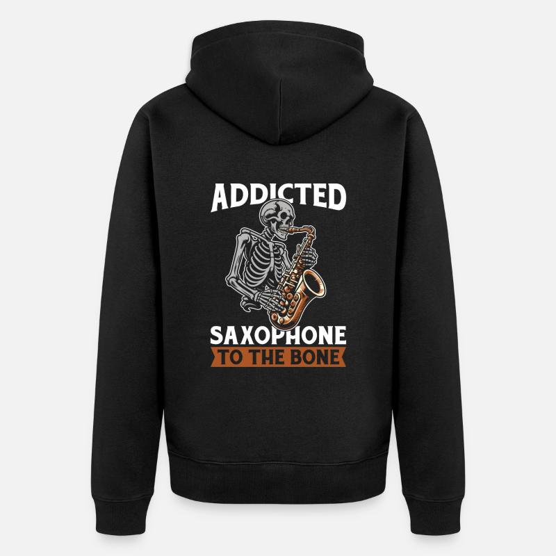 Saxophone Saxophone Squelette - Veste à capuche bio Premium Unisexe - noir