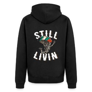 Fallschirmspringer Fallschirmspringen - Unisex Premium Bio Zip Hoodie - Schwarz - Hinten - Nico (187cm)