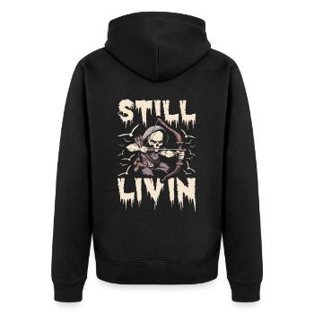 Bow Hunting Bow Hunter Skeleton - Unisex Premium Organic Zip Hoodie - black - Back - Nico (187cm)