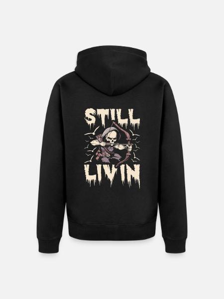 Bogenjagd Bogenjäger Skelett - Unisex Premium Bio Zip Hoodie - Schwarz