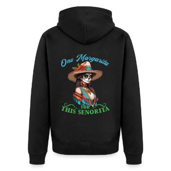 Senorita Braucht Margarita Cinco De Mayo Design - Unisex Premium Bio Zip Hoodie - Schwarz - Hinten - Nico (187cm)
