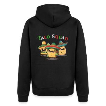 Funny Taco Squad Cinco De Mayo Mexican - Unisex Premium Organic Zip Hoodie - black - Back - Nico (187cm)