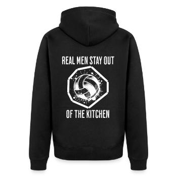 Lustiger Gaga Ball Spruch - Unisex Premium Bio Zip Hoodie - Schwarz - Hinten - Nico (187cm)