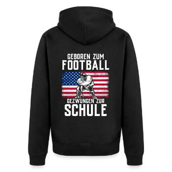American Football Tshirt Herren Kinder Football - Unisex Premium Bio Zip Hoodie - Schwarz - Hinten - Nico (187cm)