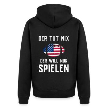 American Football Tshirt Men's Kids Football - Unisex Premium Organic Zip Hoodie - black - Back - Nico (187cm)