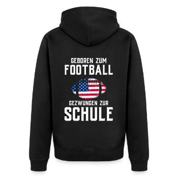 American Football Tshirt Men's Kids Football - Unisex Premium Organic Zip Hoodie - black - Back - Nico (187cm)