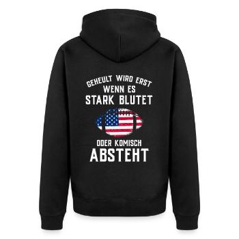 American Football Tshirt Men's Kids Football - Unisex Premium Organic Zip Hoodie - black - Back - Nico (187cm)