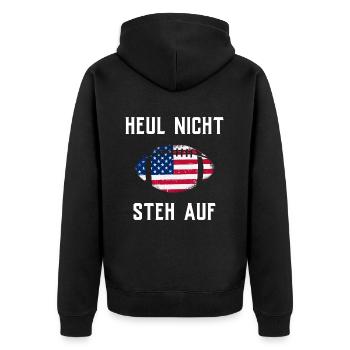 American Football Tshirt Men's Kids Football - Unisex Premium Organic Zip Hoodie - black - Back - Nico (187cm)