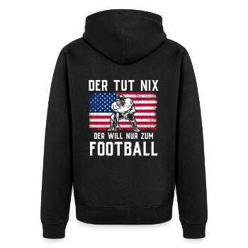 American Football Tshirt Men's Kids Football - Unisex Premium Organic Zip Hoodie - black - Back - Nico (187cm)